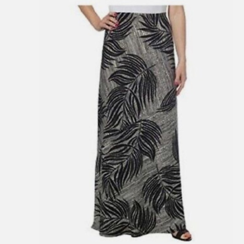 Matty M black and white maxi tropical skirt